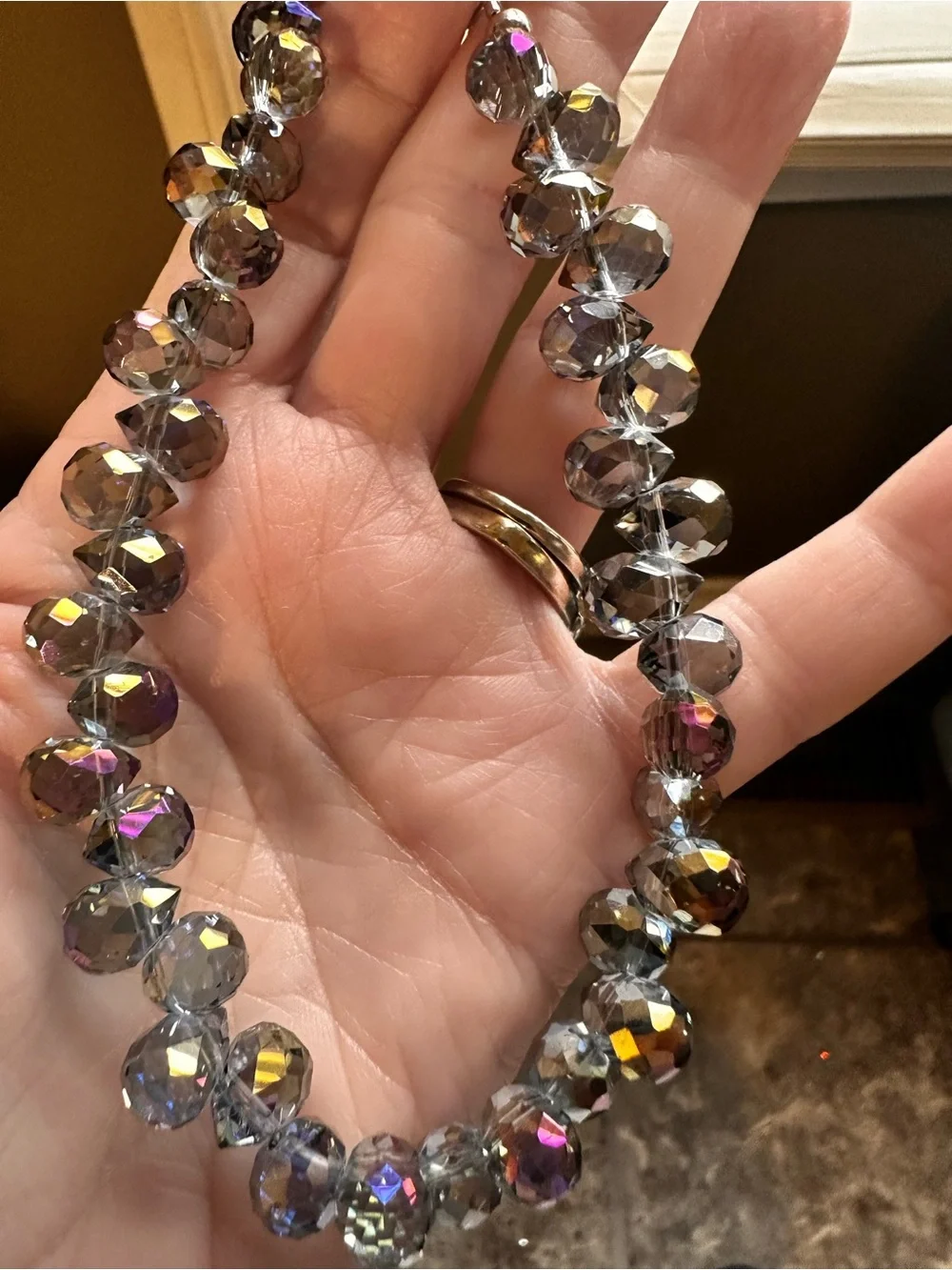 Artisan Iridescent Bead keychain or phone holder